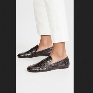 JOSEPH (London) brown croc-effect loafers